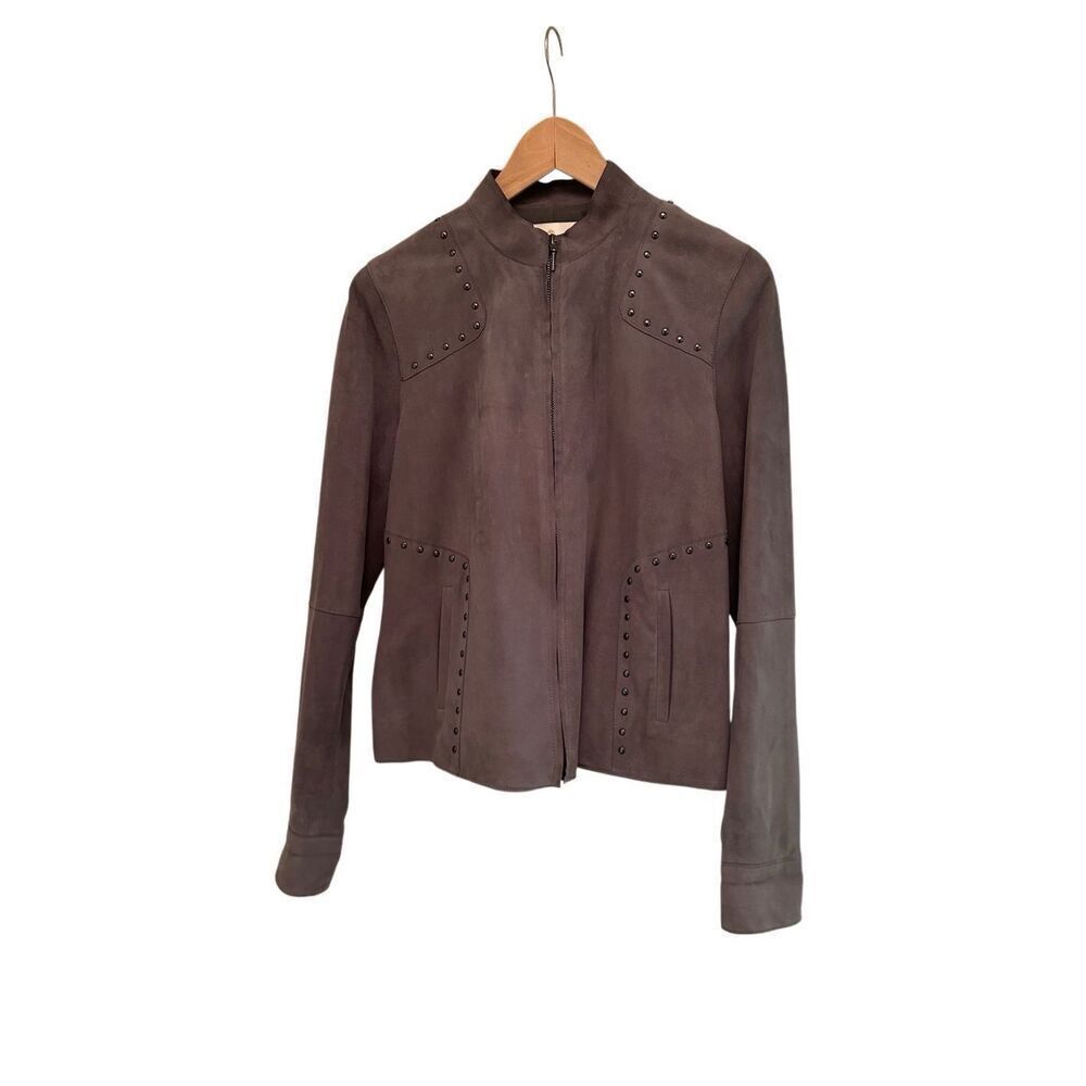 Etcetera grey suede jacket with studs- size 8